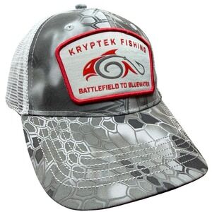 Kryptek Fishing Hat Mens Grey Camo White Mesh Snapback Battlefield To Bluewater